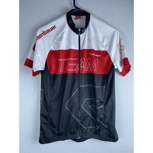Loffler Bike Cycling Jersey Wm Sz XL 44 Full Zip Rosenbauer Red White Black SS